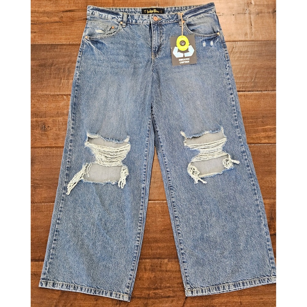 New Y2K Distressed Skater Retro Grunge Wide Leg womens jeans size‎ 15 31x31